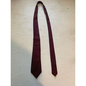 Vintage Stefano Mens Polka Dot Silk Tie Burgundy & Blue 58" Made In Italy